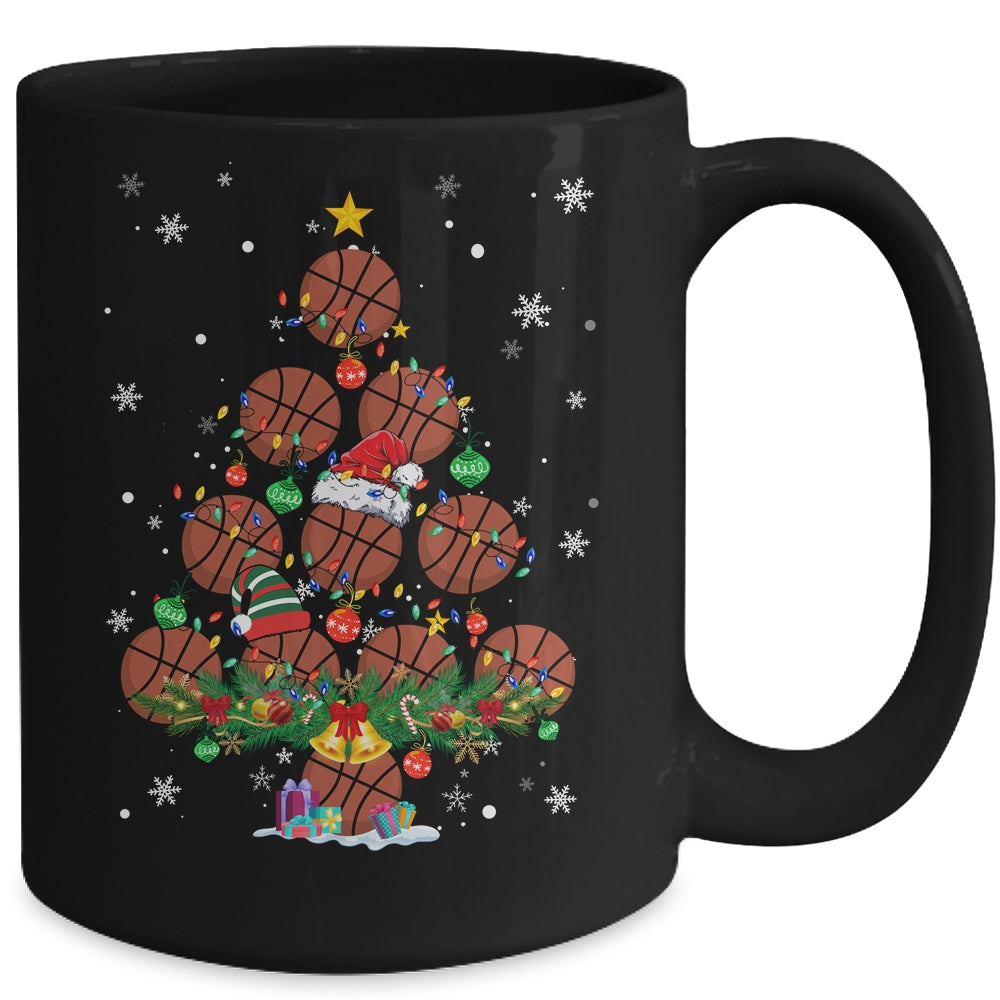 Basketball Christmas Tree Santa Pickleball X Mas Lights Mug | siriusteestore