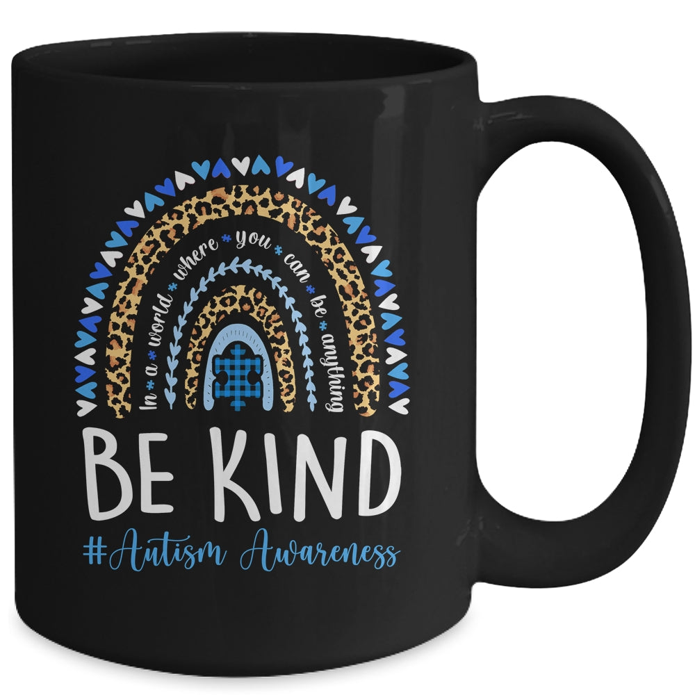 Be Kind Autism Awareness Leopard Rainbow Choose Kindness Mug | siriusteestore