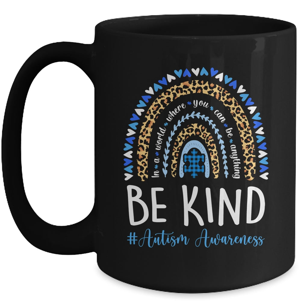 Be Kind Autism Awareness Leopard Rainbow Choose Kindness Mug | siriusteestore