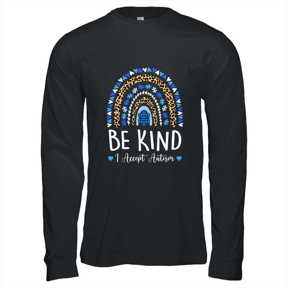 Be Kind Autism Awareness Leopard Rainbow I Accept Autism Shirt & Hoodie | siriusteestore