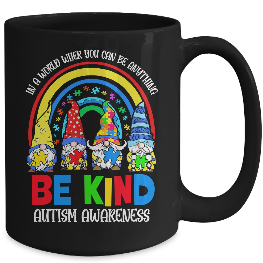 Be Kind Autism Awareness Month Rainbow Gnomes Puzzle Mug | siriusteestore