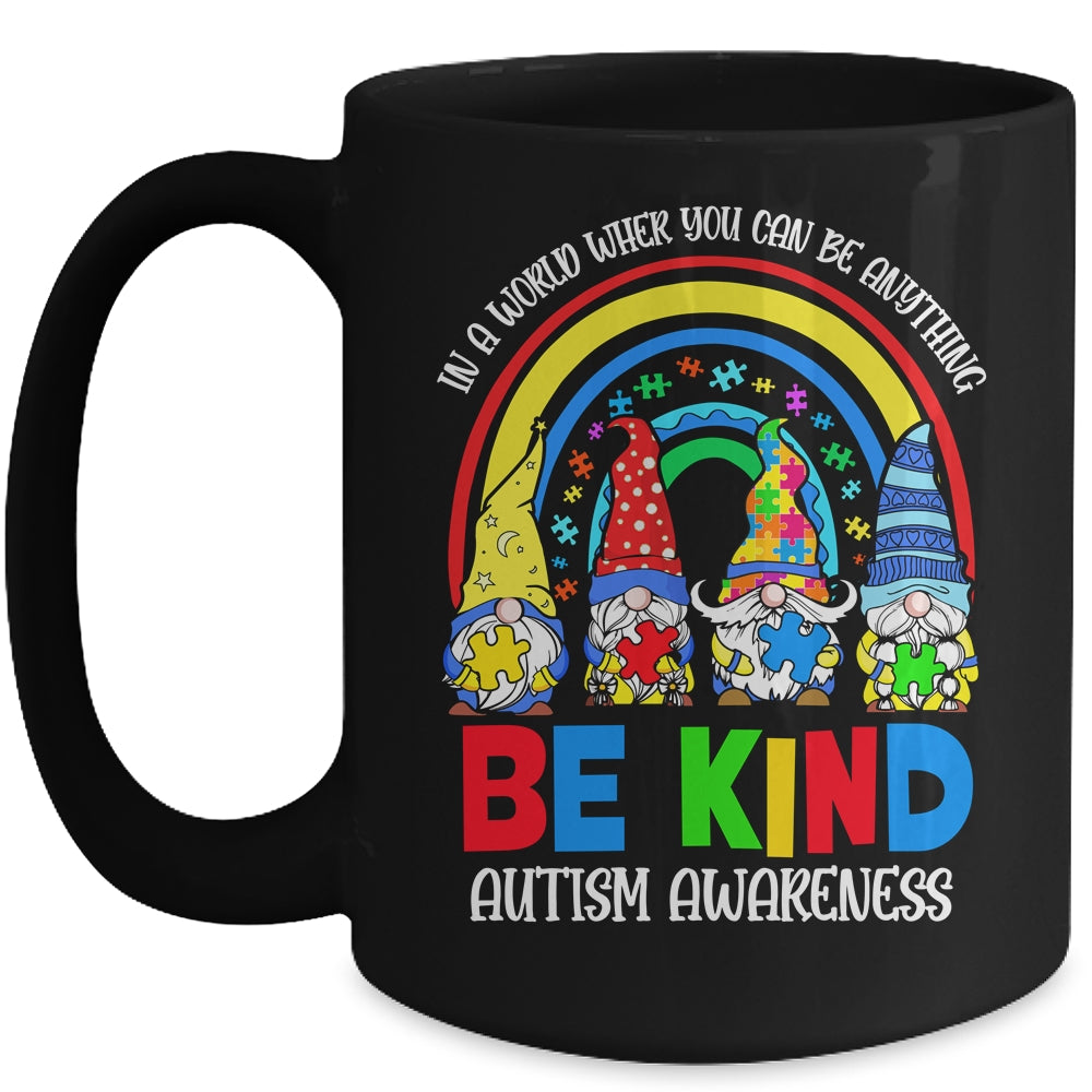 Be Kind Autism Awareness Month Rainbow Gnomes Puzzle Mug | siriusteestore