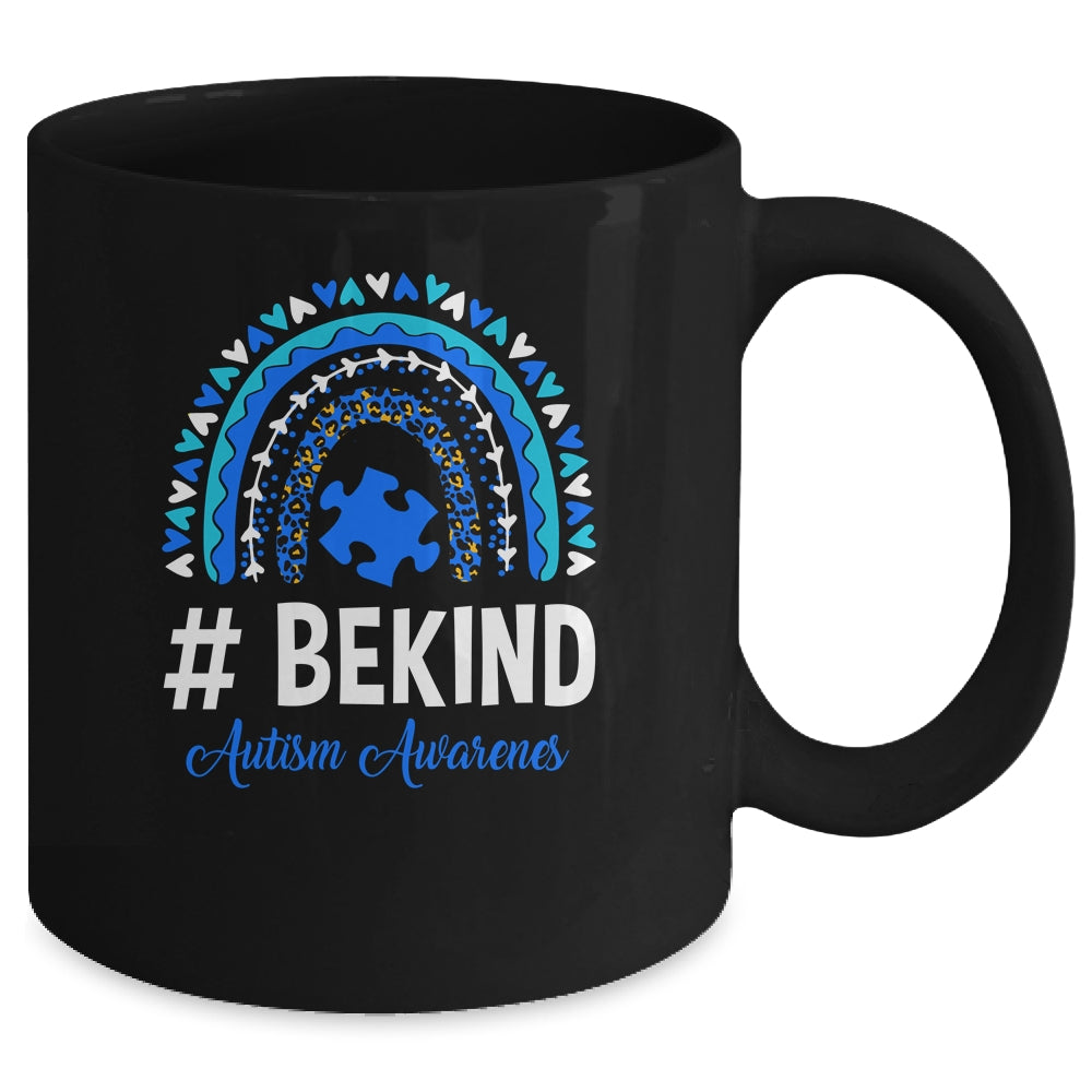 Be Kind Autism Awareness Women Girls Leopard Rainbow Mug | siriusteestore