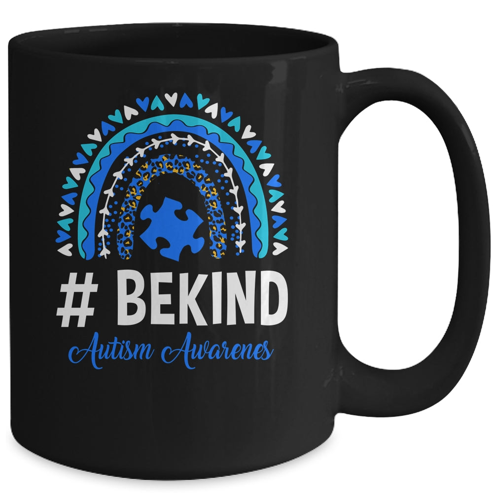 Be Kind Autism Awareness Women Girls Leopard Rainbow Mug | siriusteestore