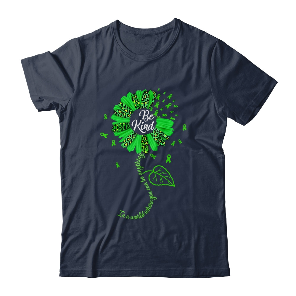 Be Kind Green Ribbon Sunflower Mental Health Awareness Shirt & Tank Top | siriusteestore
