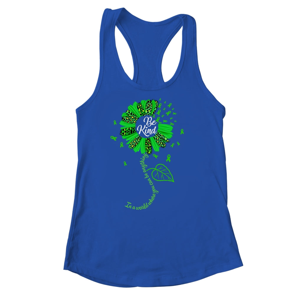 Be Kind Green Ribbon Sunflower Mental Health Awareness Shirt & Tank Top | siriusteestore