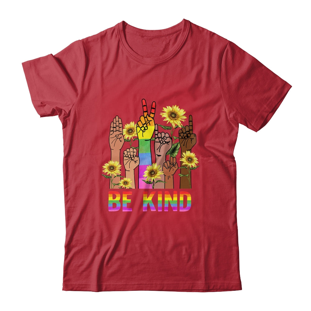 Be Kind Sign Language Hand Talking LGBT Flag Gay Pride Shirt & Tank Top | siriusteestore