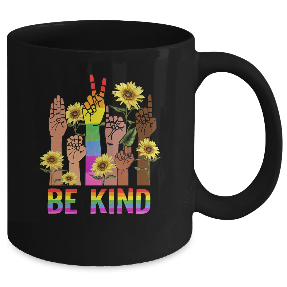 Be Kind Sign Language Hand Talking LGBT Flag Gay Pride Mug | siriusteestore