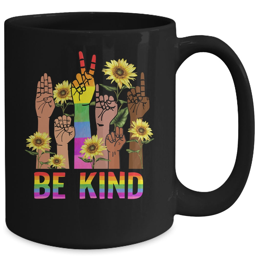 Be Kind Sign Language Hand Talking LGBT Flag Gay Pride Mug | siriusteestore