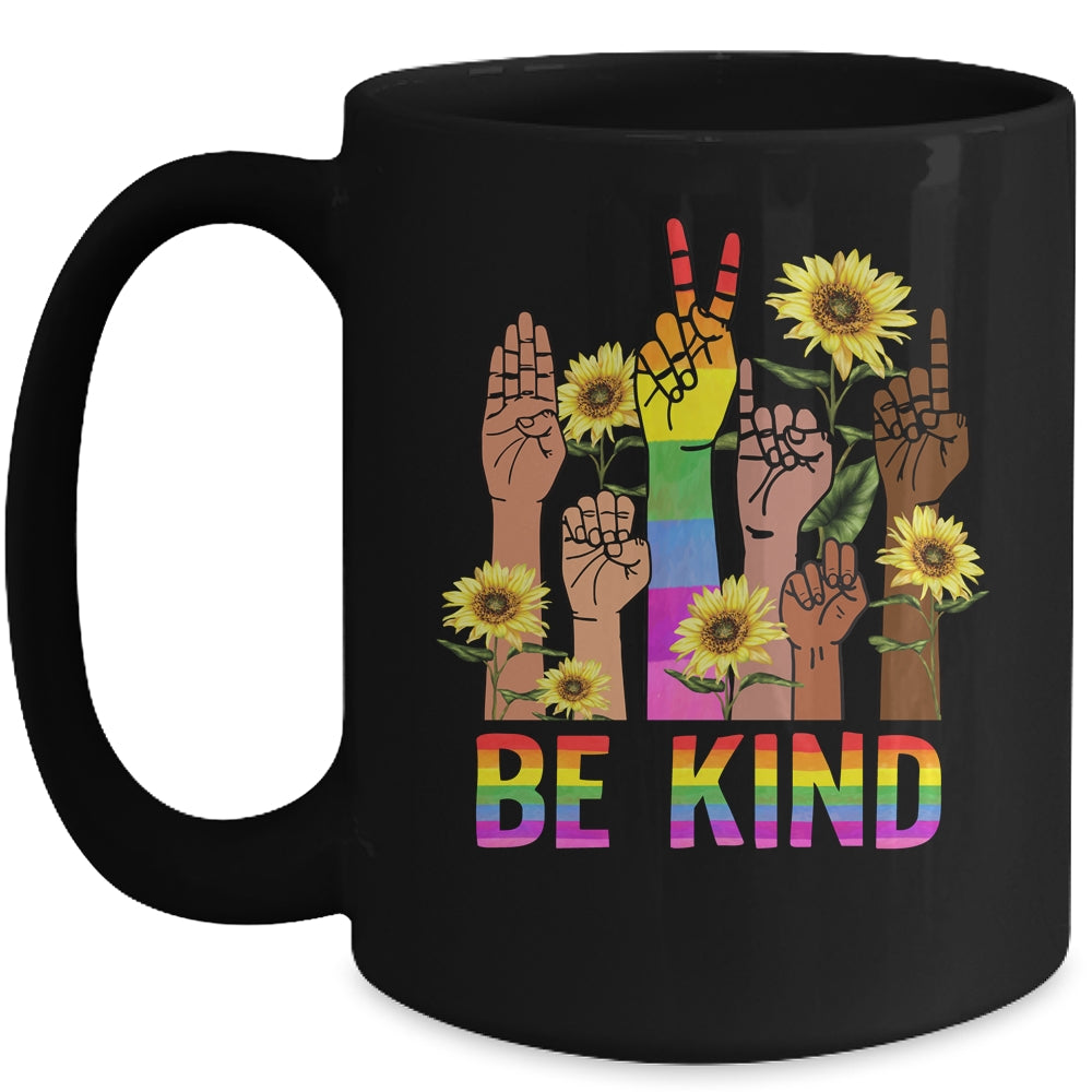 Be Kind Sign Language Hand Talking LGBT Flag Gay Pride Mug | siriusteestore