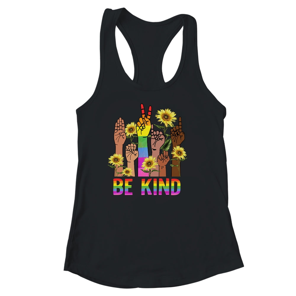 Be Kind Sign Language Hand Talking LGBT Flag Gay Pride Shirt & Tank Top | siriusteestore