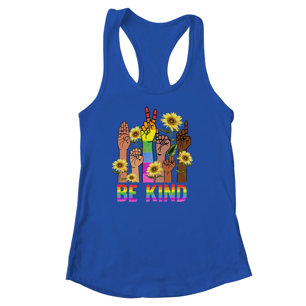 Be Kind Sign Language Hand Talking LGBT Flag Gay Pride Shirt & Tank Top | siriusteestore