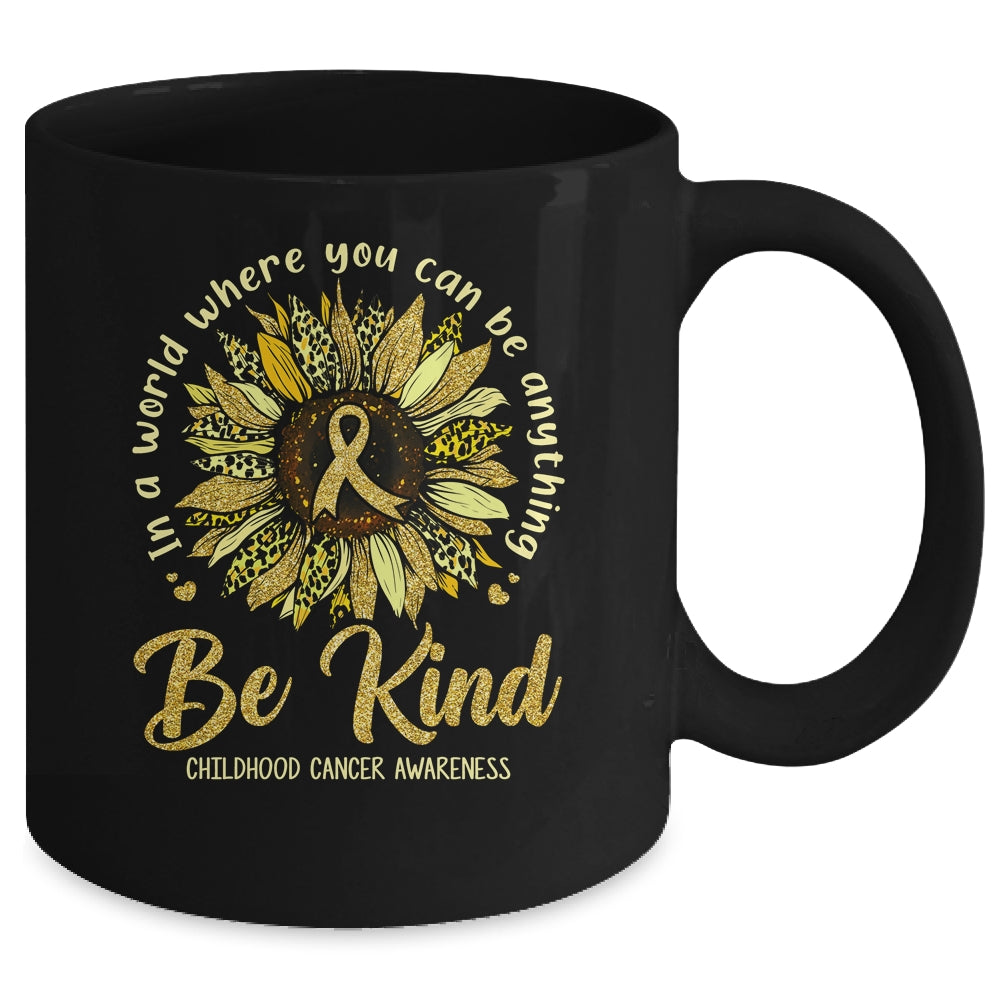 Be Kind Sunflower Gold Childhood Cancer Awareness Ribbon Mug | siriusteestore