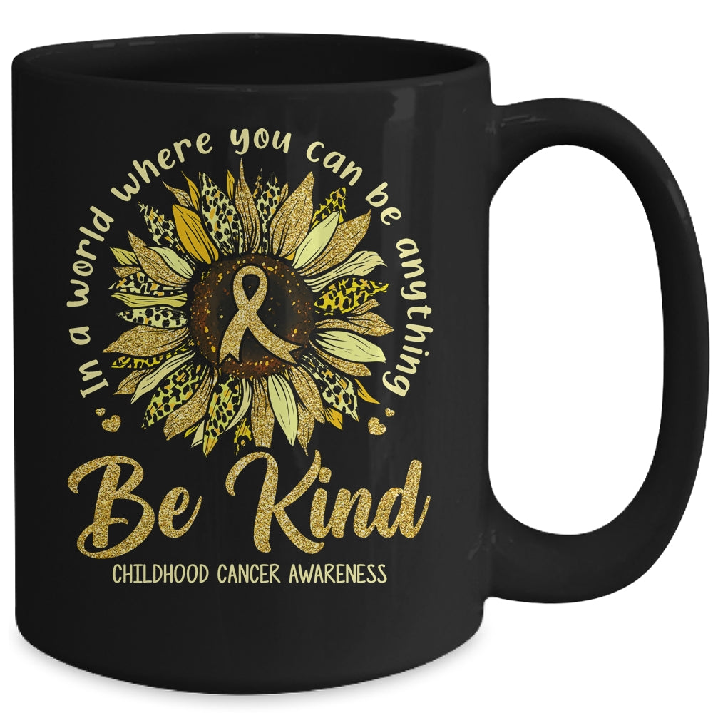 Be Kind Sunflower Gold Childhood Cancer Awareness Ribbon Mug | siriusteestore