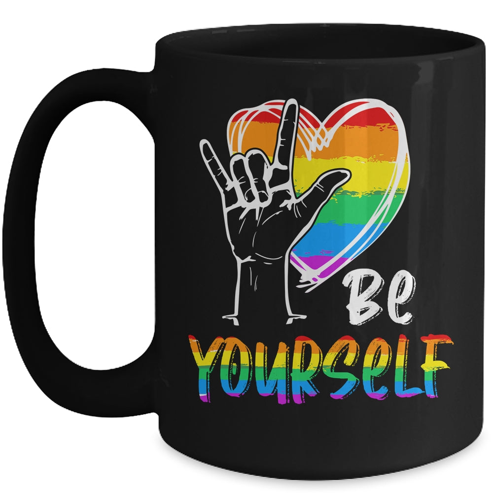 Be Yourself Lovely LGBT Gay Pride Lesbian Gays Love Mug | siriusteestore