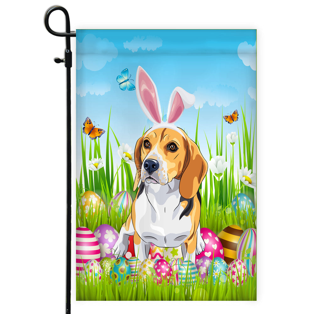 Beagle Happy Easter Day Holiday Flag Funny Dog Dog Wear Bunny Ears Headband Cute for Home Decor | siriusteestore