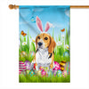 Beagle Happy Easter Day Holiday Flag Funny Dog Dog Wear Bunny Ears Headband Cute for Home Decor | siriusteestore