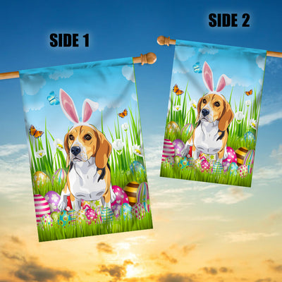 Beagle Happy Easter Day Holiday Flag Funny Dog Dog Wear Bunny Ears Headband Cute for Home Decor | siriusteestore