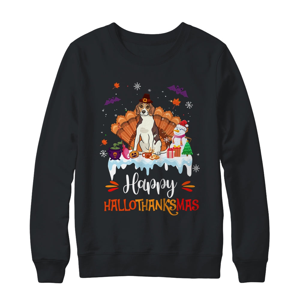 Beagle Happy HalloThanksMas Halloween Thanksgiving Christmas Shirt & Sweatshirt | siriusteestore
