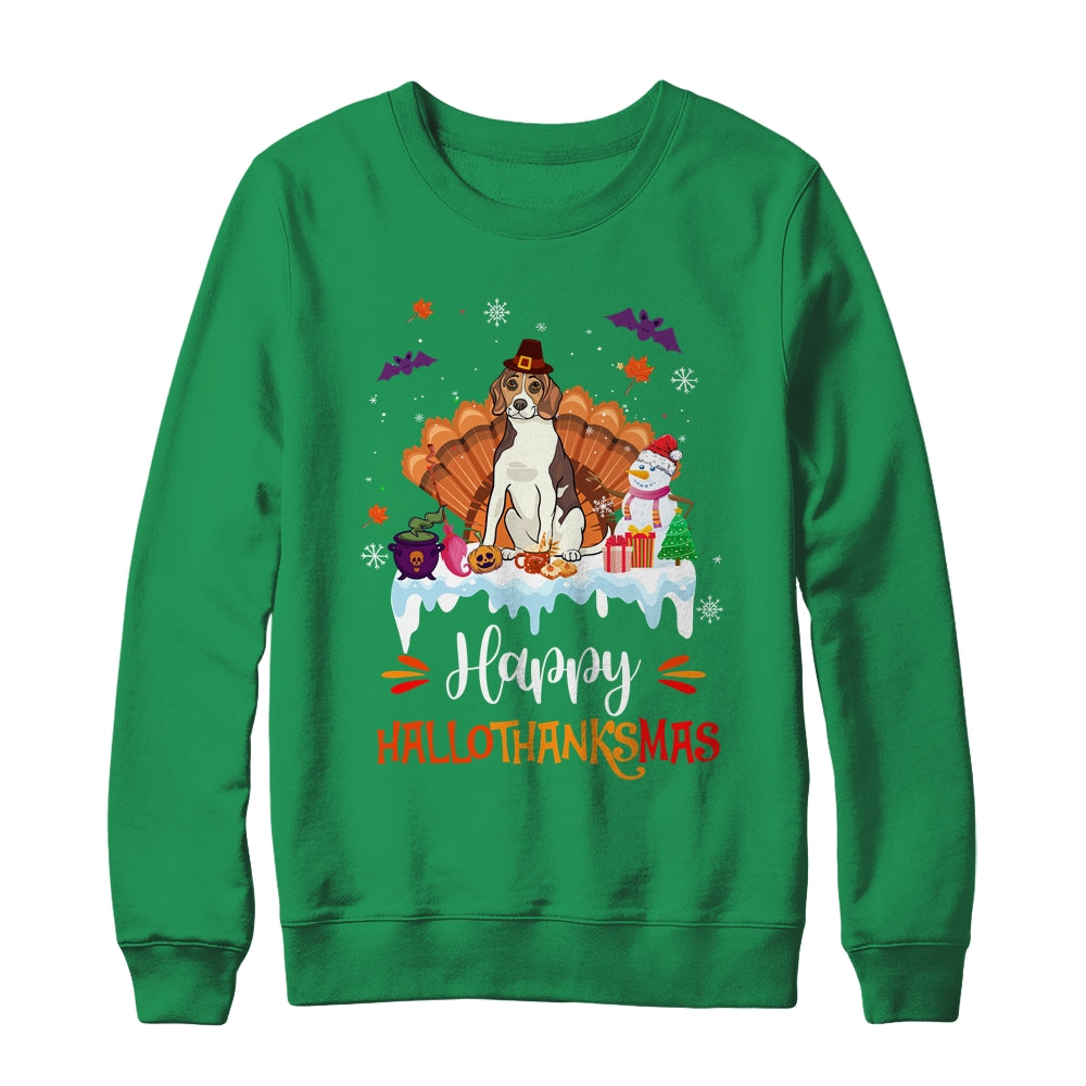 Beagle Happy HalloThanksMas Halloween Thanksgiving Christmas Shirt & Sweatshirt | siriusteestore