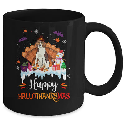 Beagle Happy HalloThanksMas Halloween Thanksgiving Christmas Mug | siriusteestore