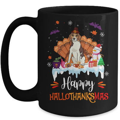 Beagle Happy HalloThanksMas Halloween Thanksgiving Christmas Mug | siriusteestore