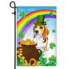 Beagle St Patrick's Day Dog Flag Funny Peeking Dog Wear Green Hat Golden Pot Coin Shamrock Rainbow Spring Banner for Home Decor | siriusteestore