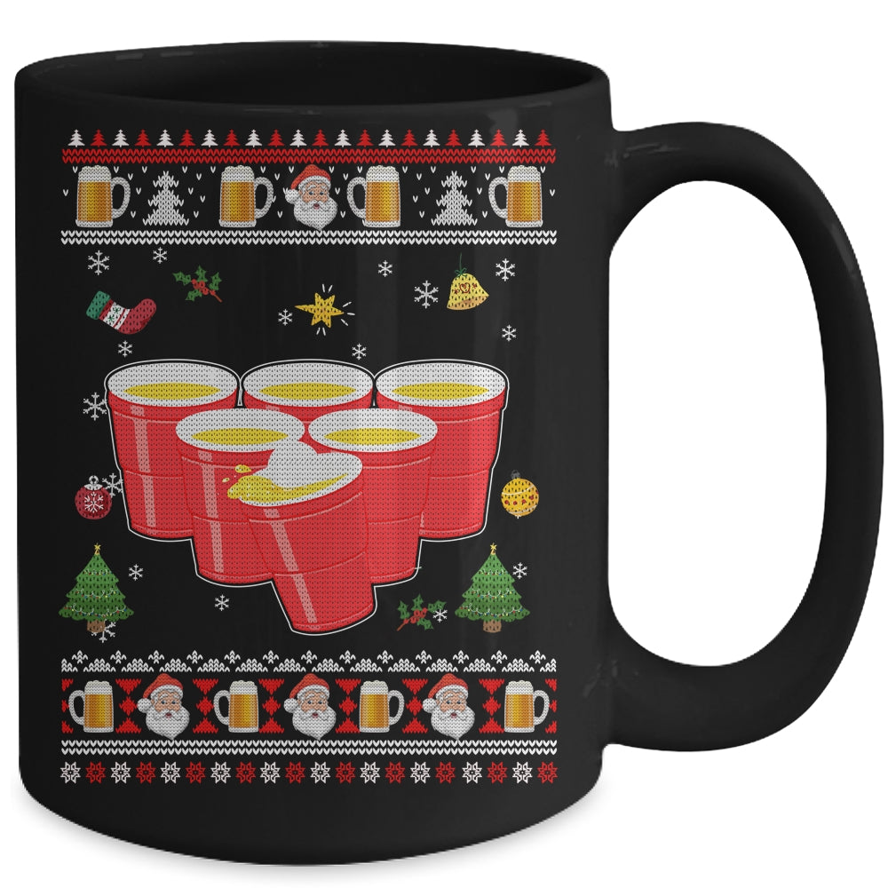 Beer Pong Drinking Game Ugly Christmas Sweater Funny Gift Mug | siriusteestore