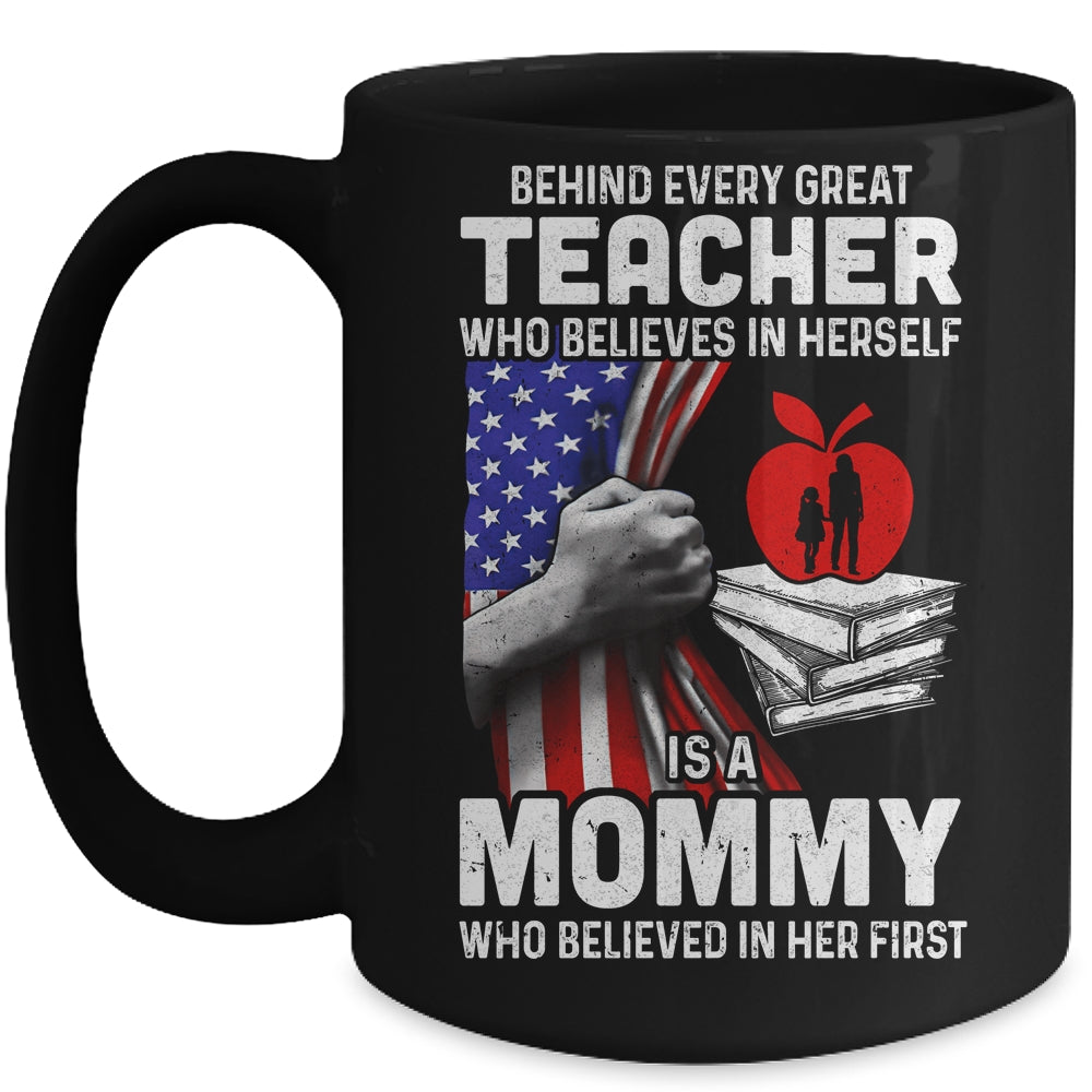 Behind Every Great Teacher Is A Great Dad July Of 4th Mug | siriusteestore