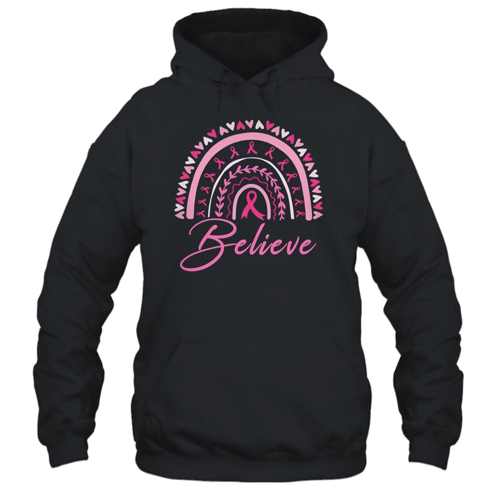 Believe Rainbow Breast Cancer Awareness Pink Ribbon Shirt & Tank Top | siriusteestore