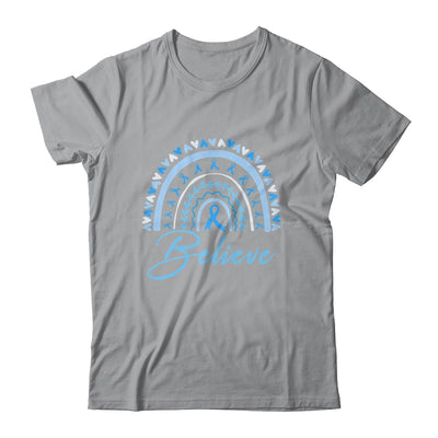 Believe Rainbow Colon Cancer Awareness Blue Ribbon Shirt & Tank Top | siriusteestore