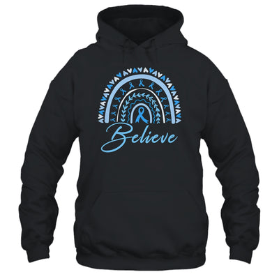 Believe Rainbow Colon Cancer Awareness Blue Ribbon Shirt & Tank Top | siriusteestore