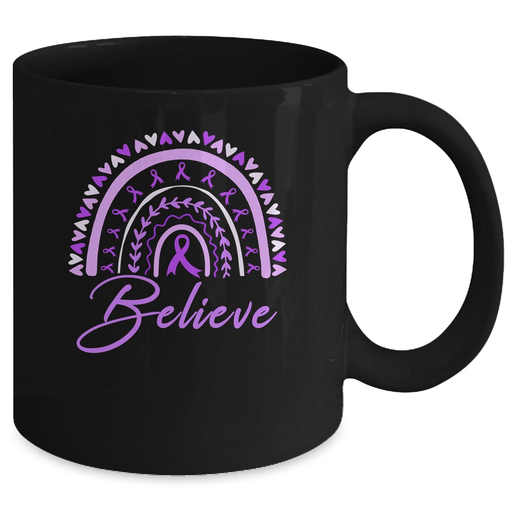 Believe Rainbow Epilepsy Awareness Purple Ribbon Mug | siriusteestore