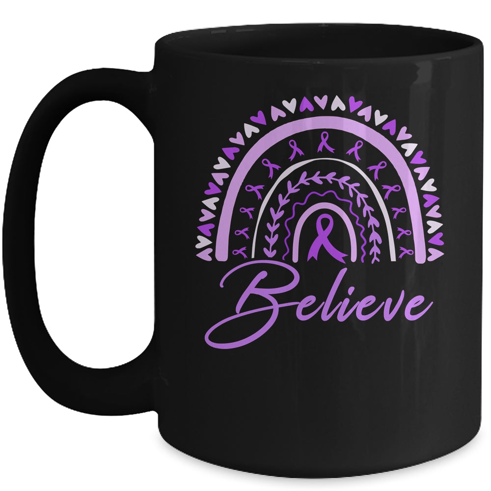 Believe Rainbow Epilepsy Awareness Purple Ribbon Mug | siriusteestore