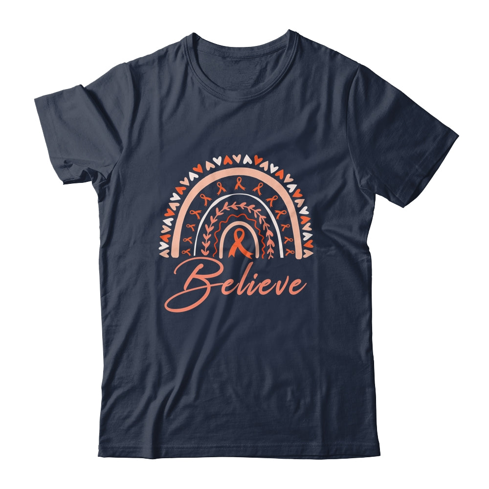 Believe Rainbow Leukemia MS Awareness Orange Ribbon Shirt & Tank Top | siriusteestore