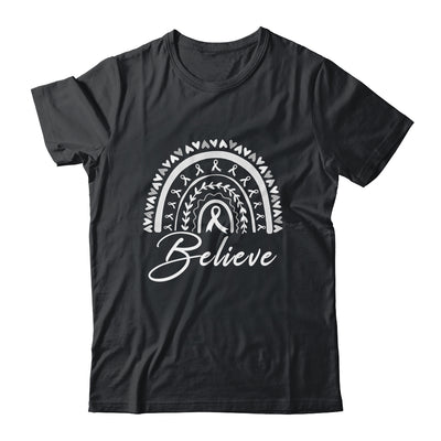 Believe Rainbow Lung Cancer Awareness White Ribbon Shirt & Tank Top | siriusteestore
