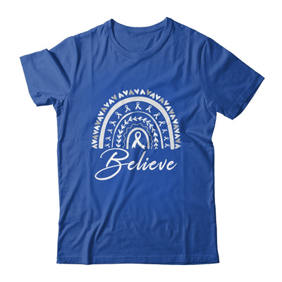 Believe Rainbow Lung Cancer Awareness White Ribbon Shirt & Tank Top | siriusteestore