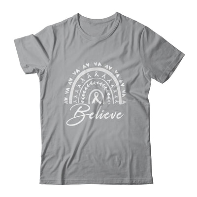 Believe Rainbow Lung Cancer Awareness White Ribbon Shirt & Tank Top | siriusteestore