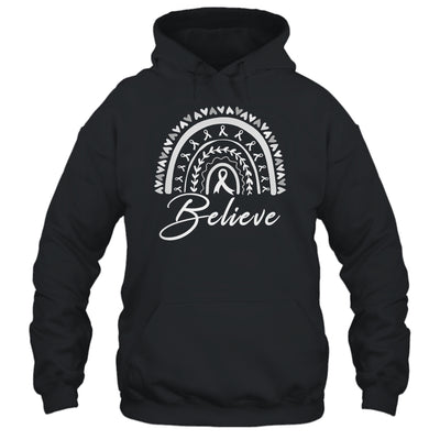 Believe Rainbow Lung Cancer Awareness White Ribbon Shirt & Tank Top | siriusteestore