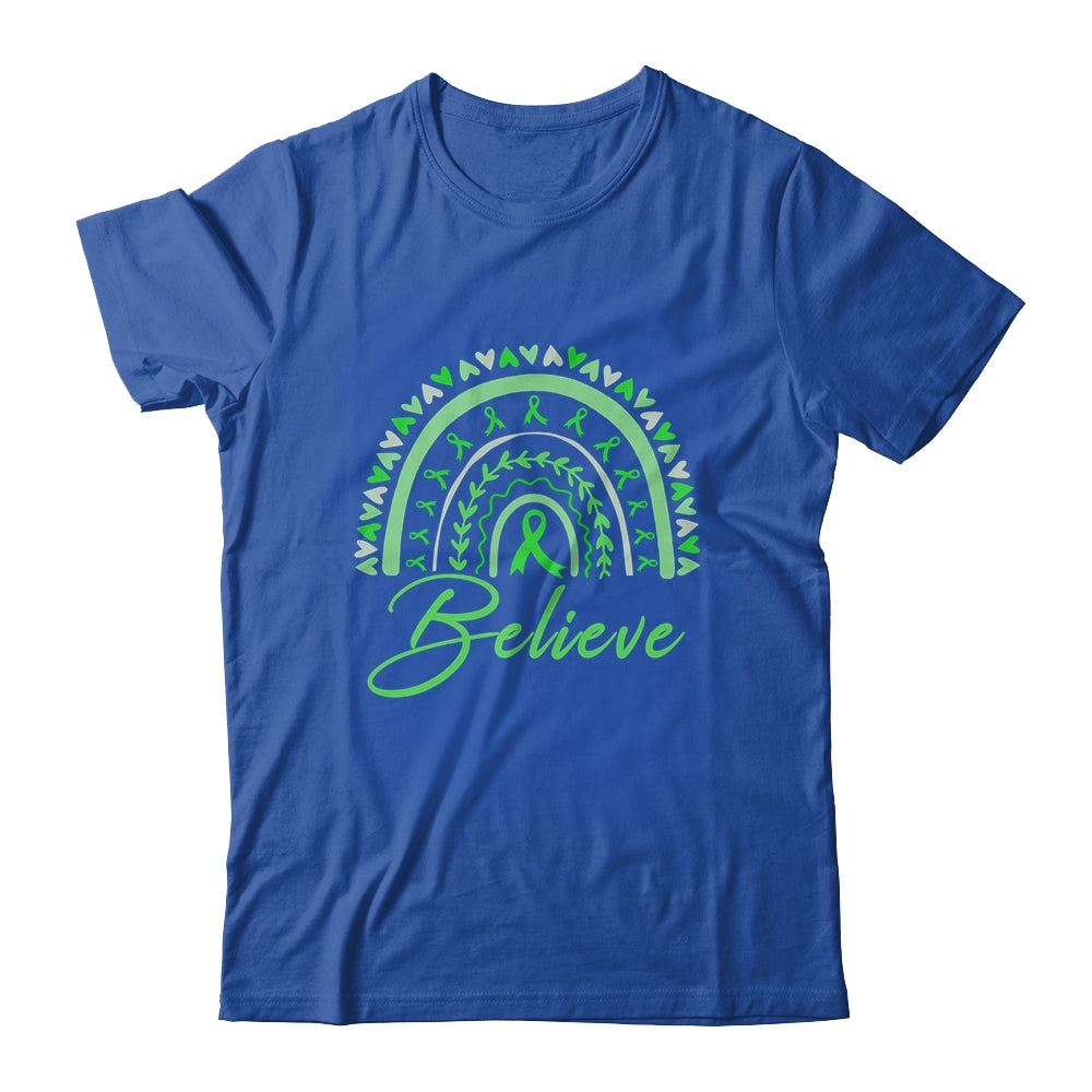 Believe Rainbow Mental Health Awareness Green Ribbon Shirt & Tank Top | siriusteestore