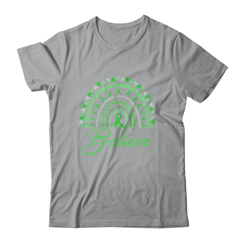 Believe Rainbow Mental Health Awareness Green Ribbon Shirt & Tank Top | siriusteestore