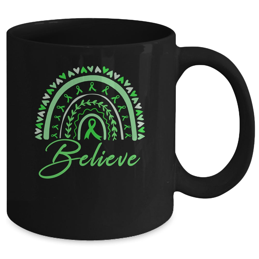 Believe Rainbow Mental Health Awareness Green Ribbon Mug | siriusteestore