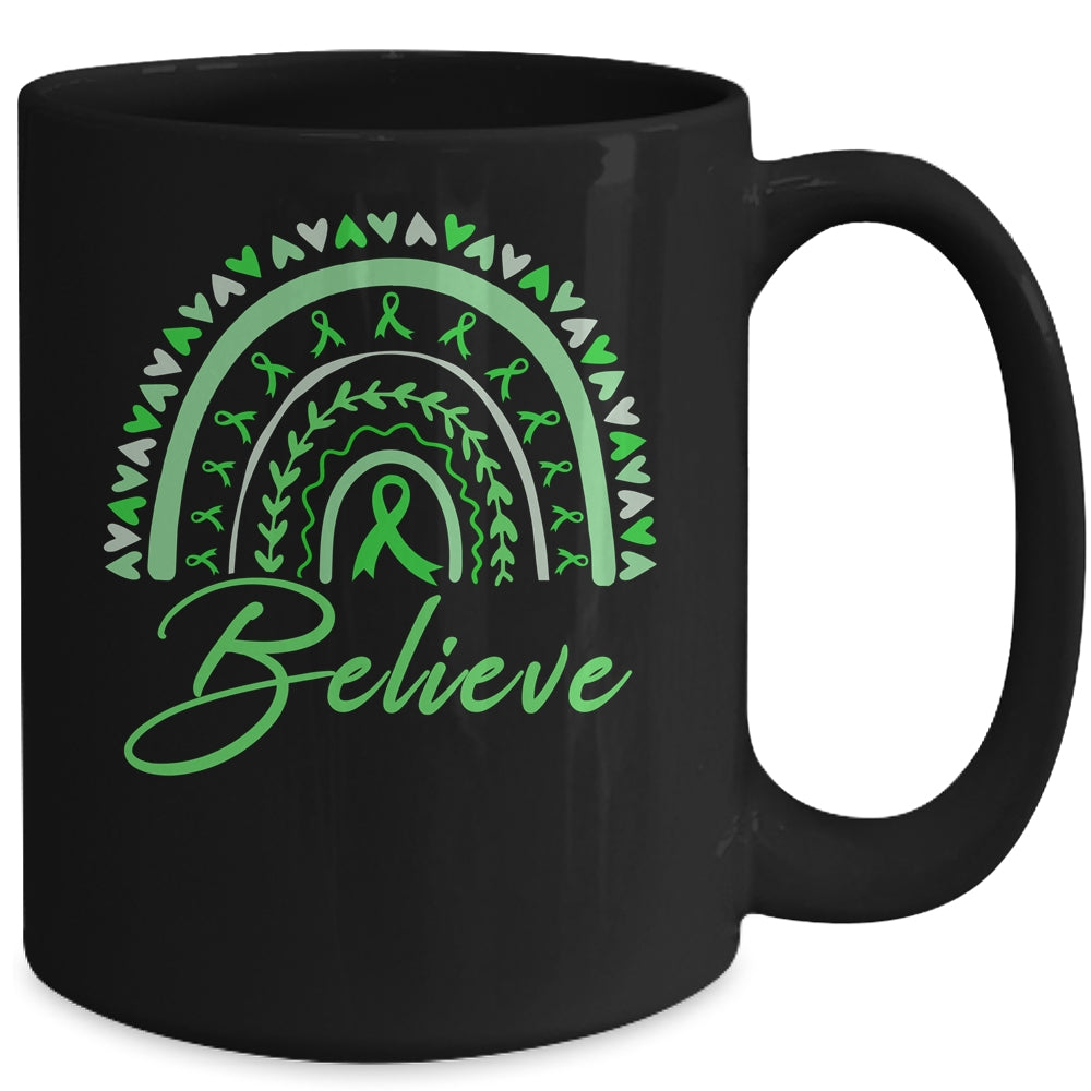 Believe Rainbow Mental Health Awareness Green Ribbon Mug | siriusteestore