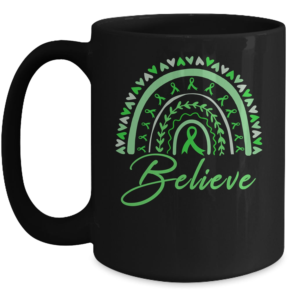 Believe Rainbow Mental Health Awareness Green Ribbon Mug | siriusteestore