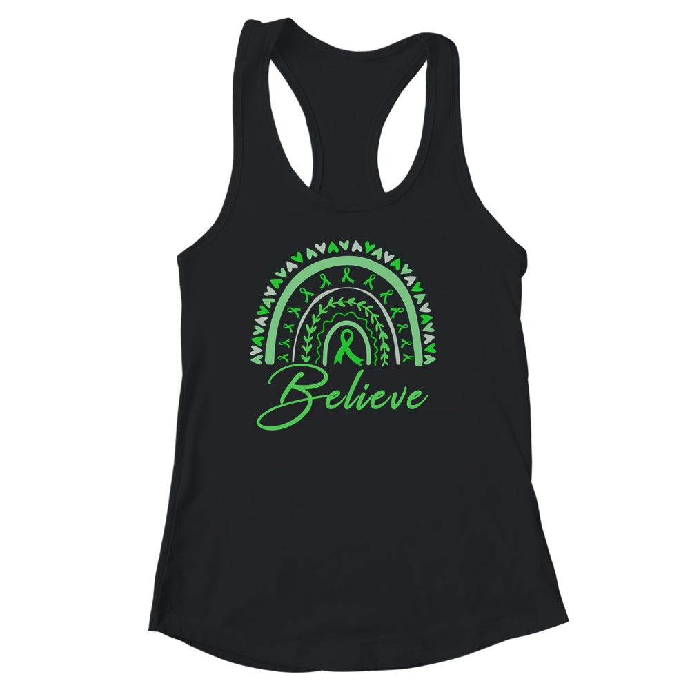 Believe Rainbow Mental Health Awareness Green Ribbon Shirt & Tank Top | siriusteestore
