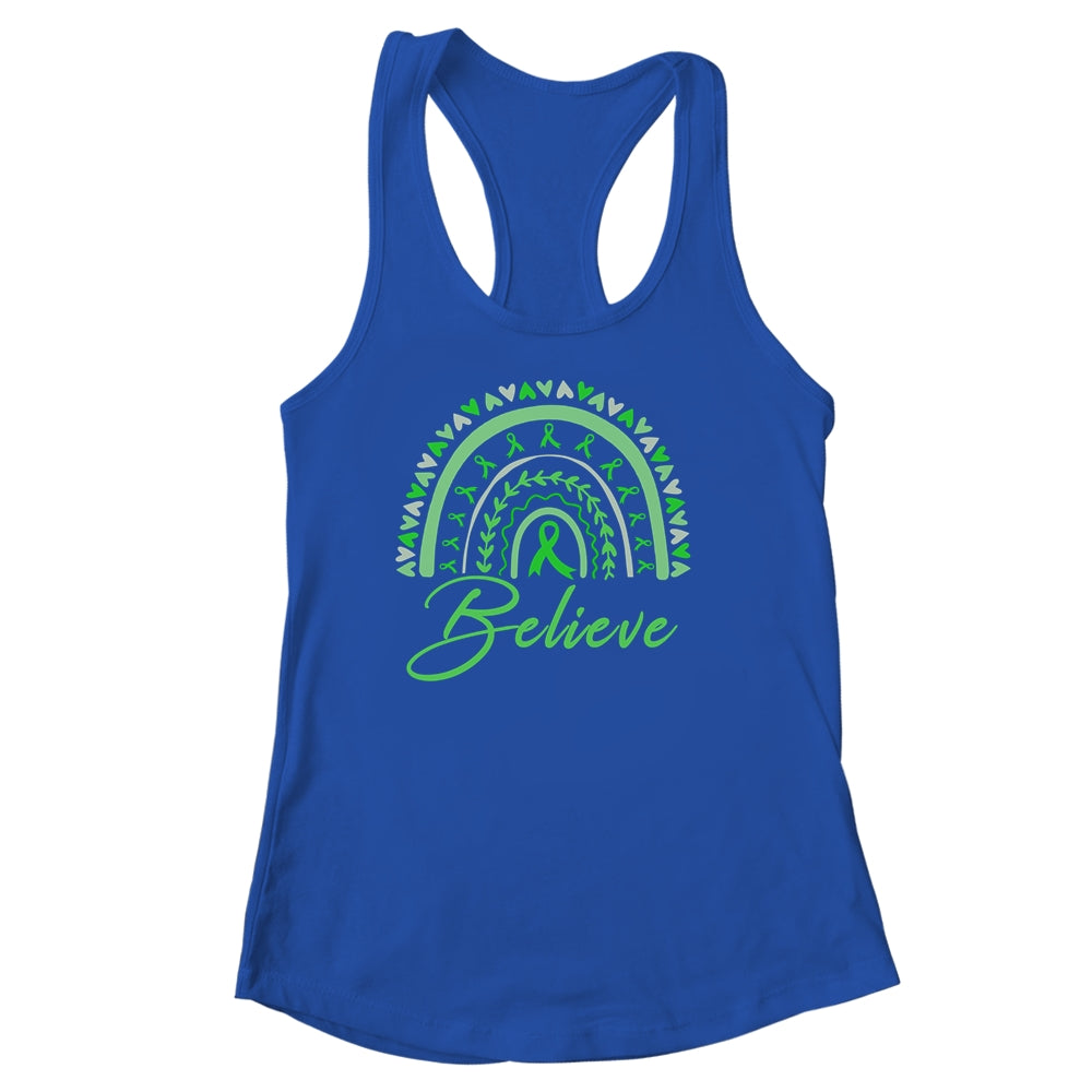 Believe Rainbow Mental Health Awareness Green Ribbon Shirt & Tank Top | siriusteestore