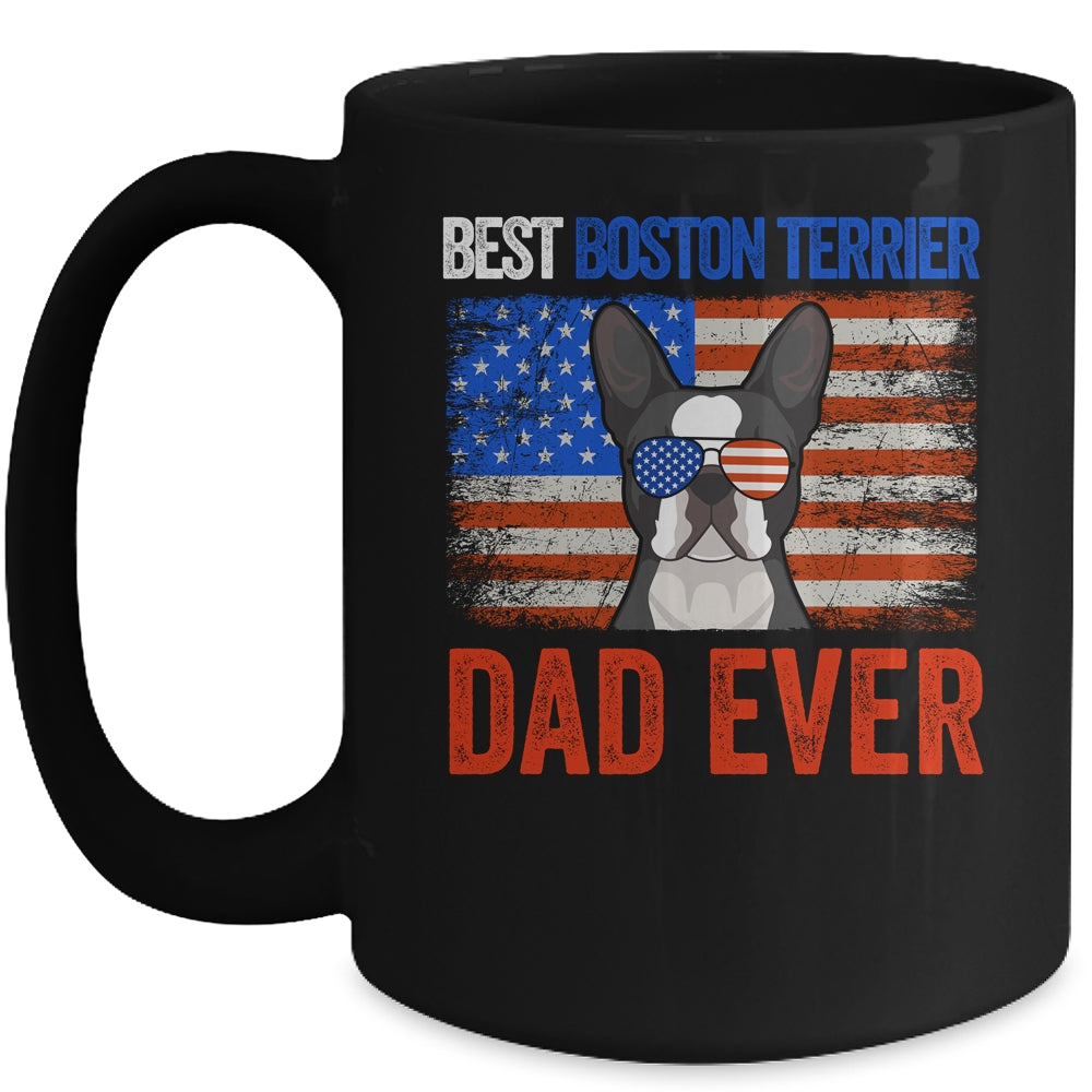 Best Boston Terrier Dad Ever American Flag Fathers Day Mug | siriusteestore