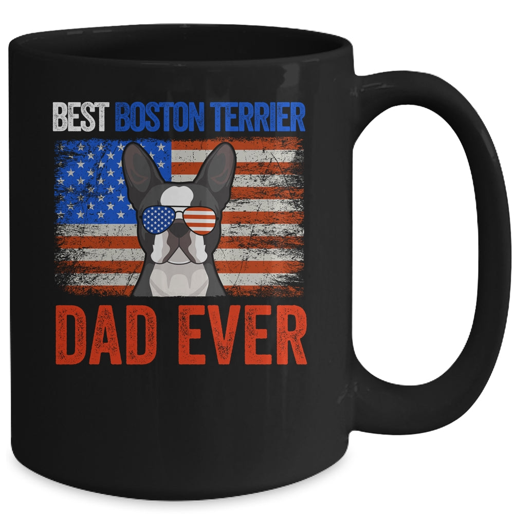 Best Boston Terrier Dad Ever American Flag Fathers Day Mug | siriusteestore