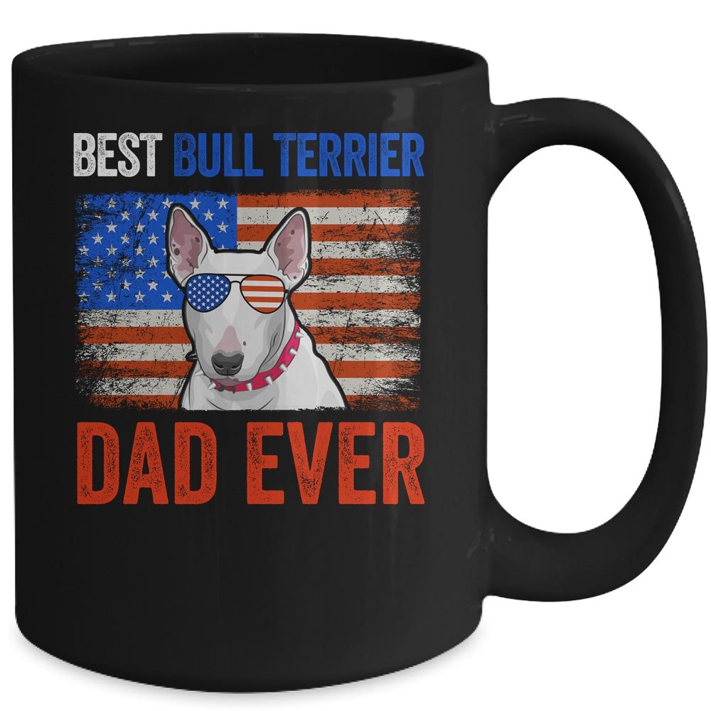 Best Bull Terrier Dad Ever American Flag Fathers Day Mug | siriusteestore