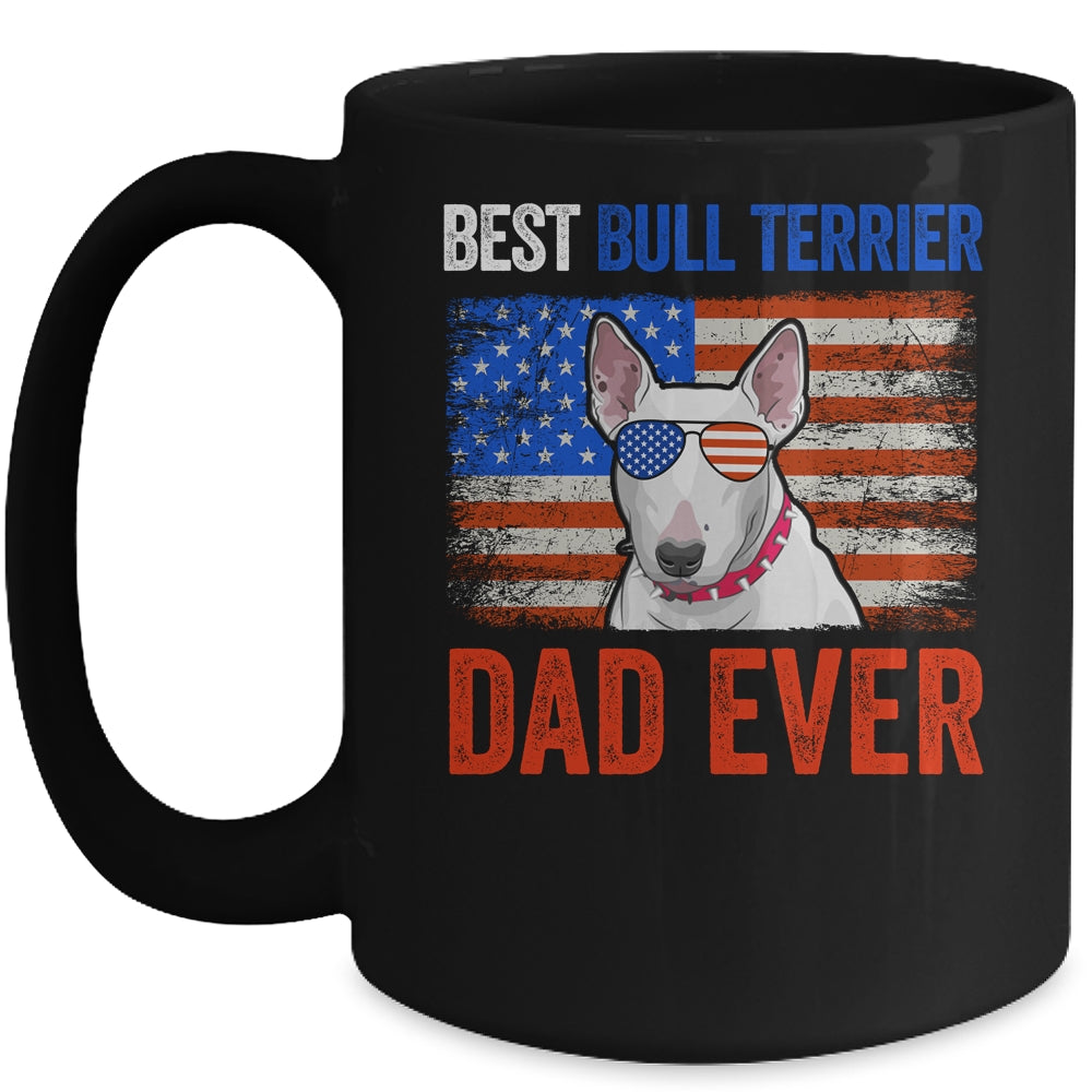 Best Bull Terrier Dad Ever American Flag Fathers Day Mug | siriusteestore